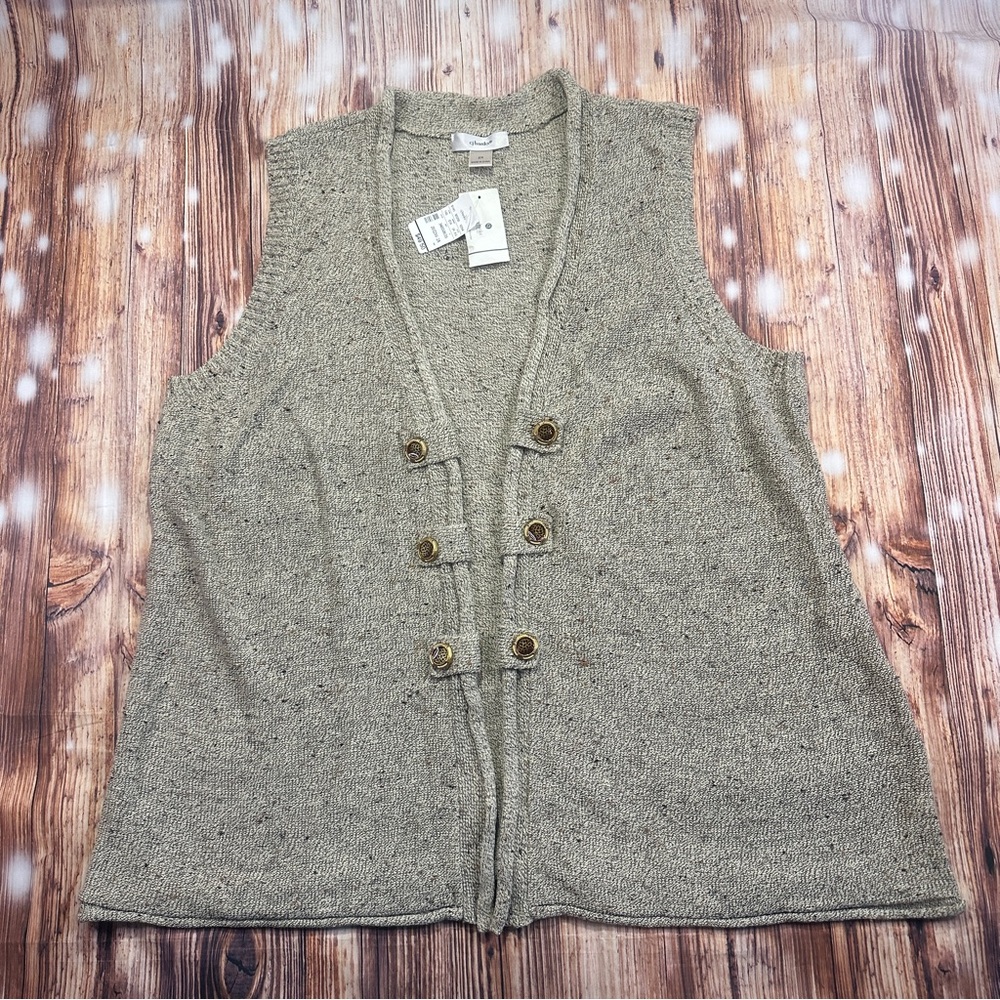 CJ Banks Tan/Confetti Open View Vest Women’s Size 2X